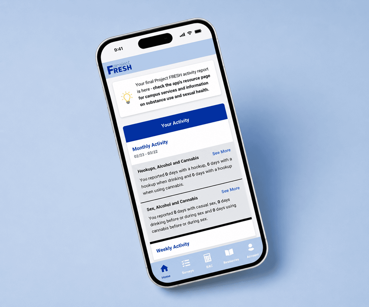 Project FRESH survey displayed on a phone