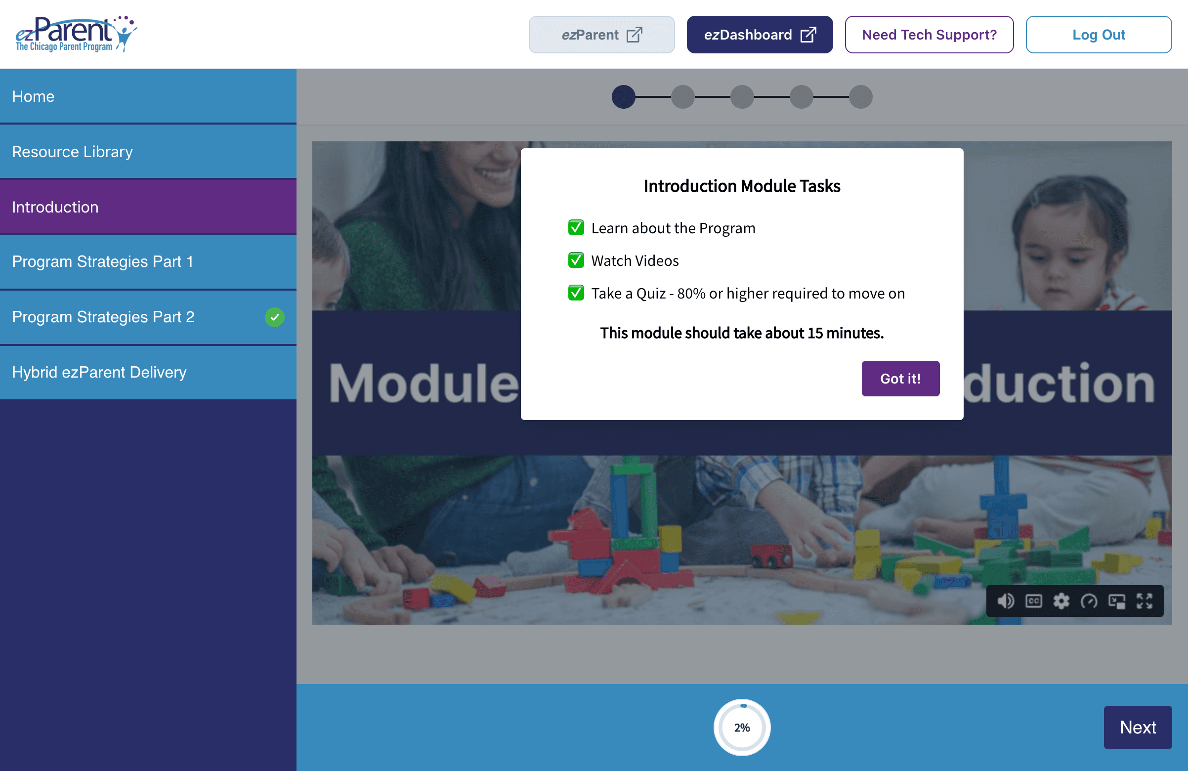 ezParent interactive exercise