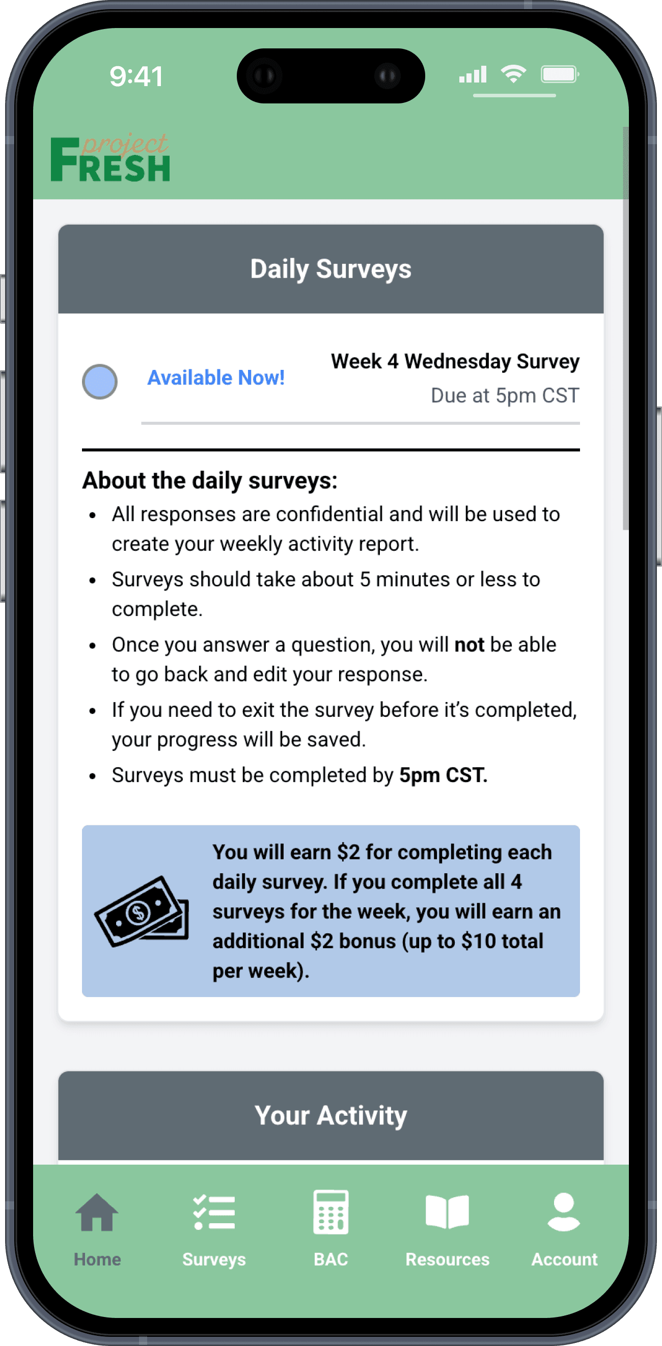 Project FRESH University of North Texas app